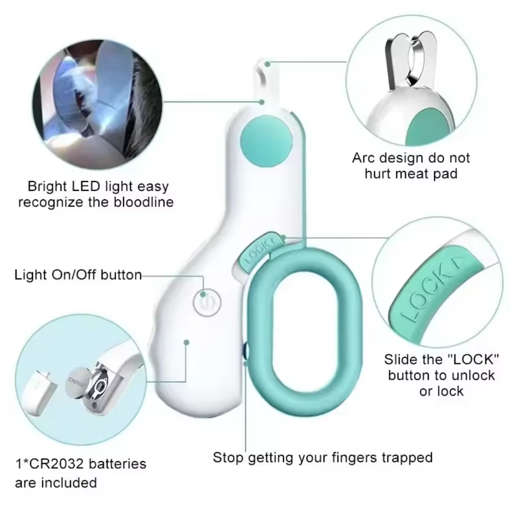 LED Light Pet Nail Clipper – Safe Grooming Tool for Dogs & Cats